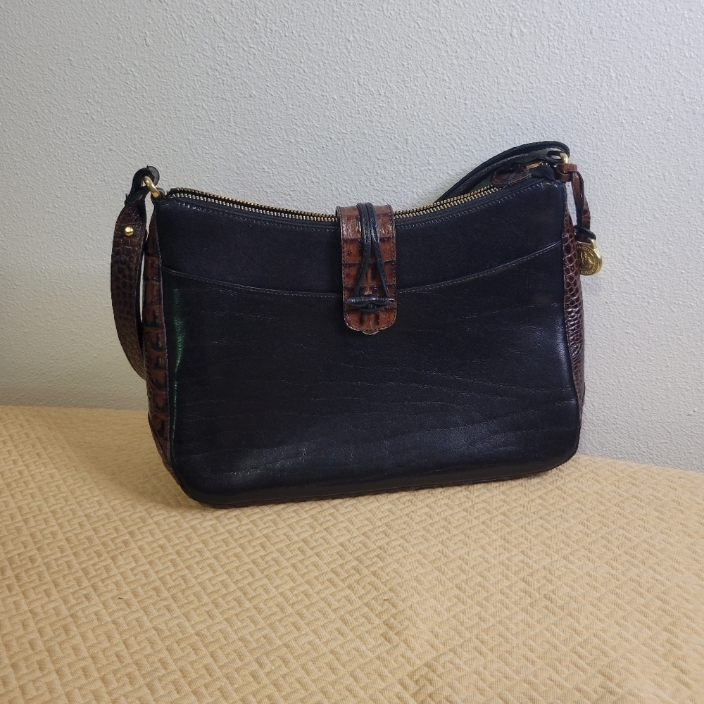 Brahmin Vintage classic brown/black leather shoulder bag